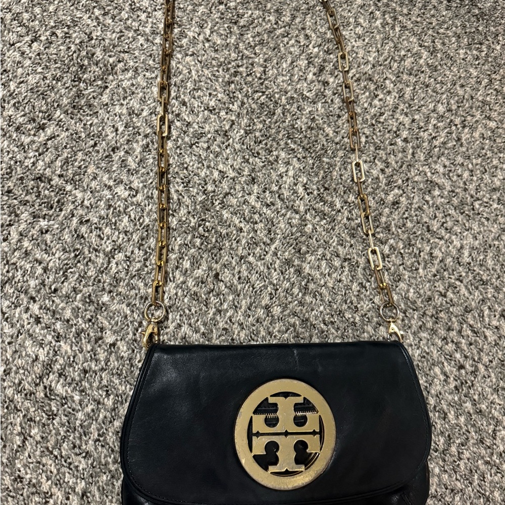 Tory Burch Black Crossbody Bag with Gold Accents